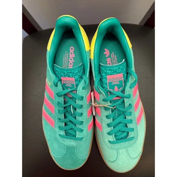 New Adidas Gazelle Bold W Platform Sneakers Green Pink Yellow Women's Size 8 - Picture 4 of 7
